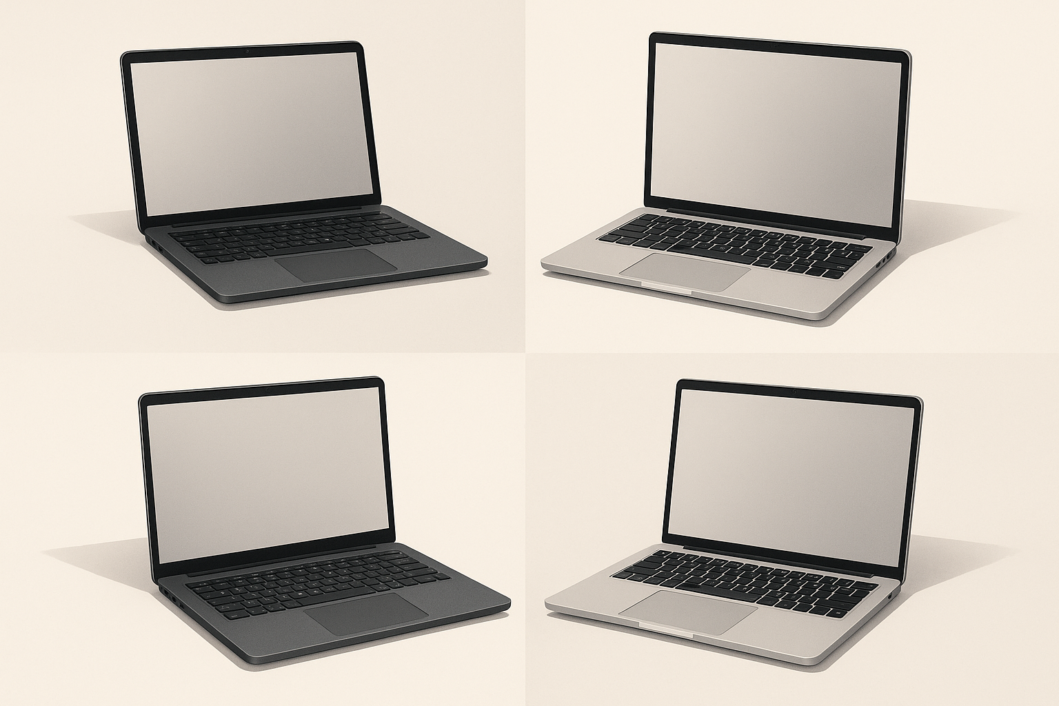 Ilustrasi AI: Tampilan beberapa model laptop populer untuk pelajar dan mahasiswa dalam format kartu produk.