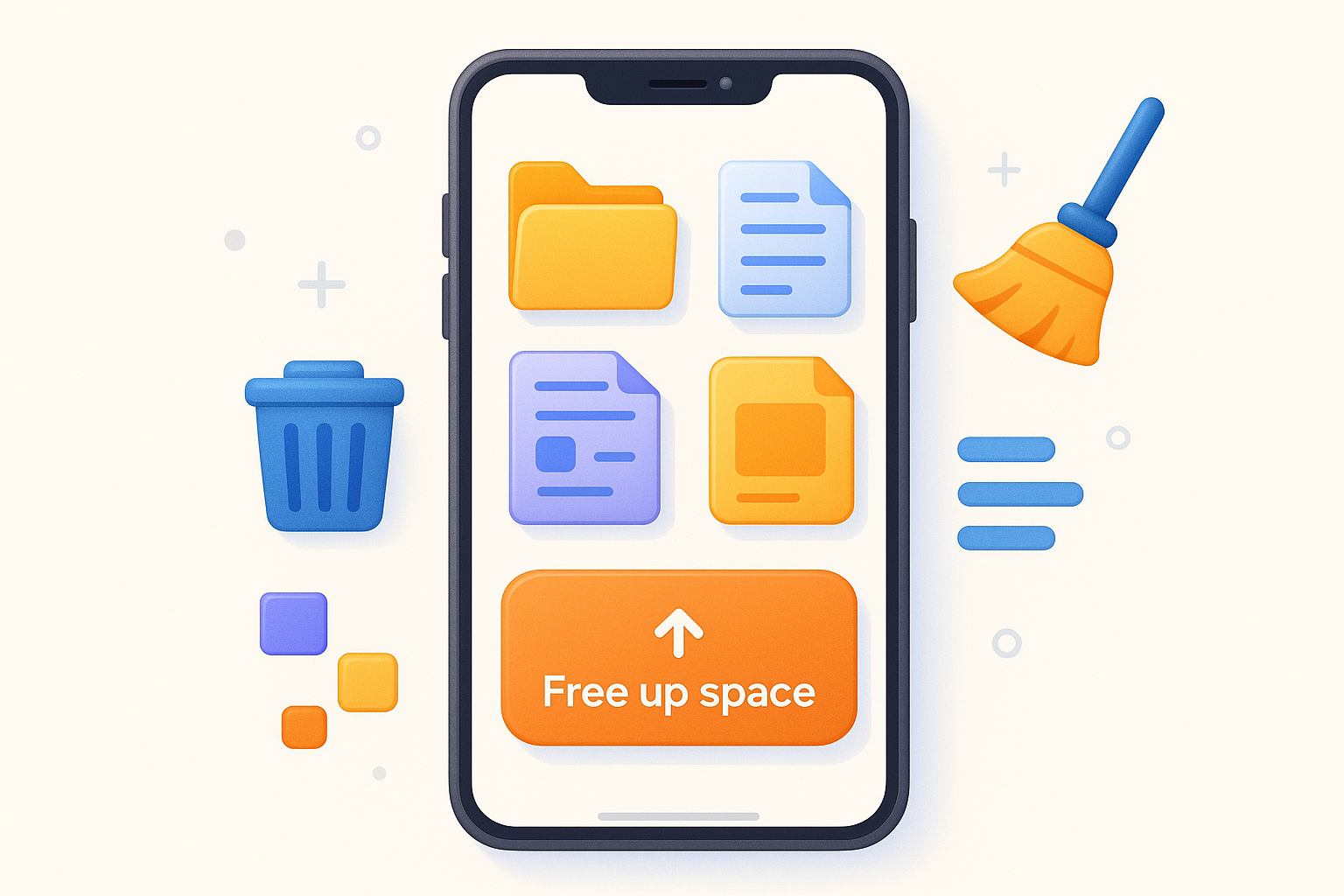 Ilustrasi AI: Menu Storage atau Free up space pada perangkat Android yang menampilkan rekomendasi pembersihan file.